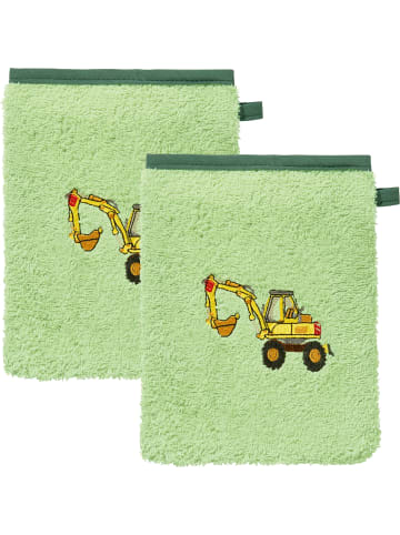 Frottier Kinder-Waschhandschuh 2er-Pack in grün