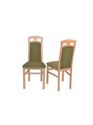 Esszimmerstuhl 2er-Set Massivholzstühle (2Stück) in Buche-Nachbildung/olive