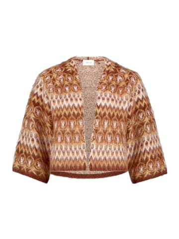 Cardigan mit Jacquard in Beige/Braun