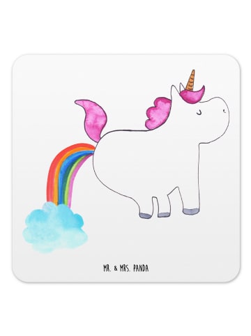 Untersetzer Set Einhorn Pupsen ohne Spruch in Weiß