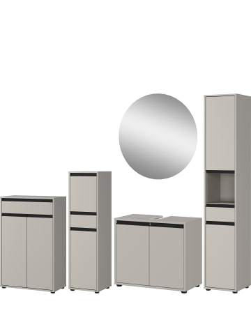 Badmöbel Set 5-tlg. XXL Badschrank Unterschrank Badkommode Badset in Steingrau