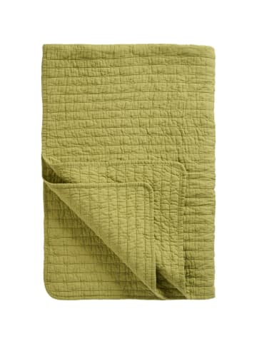 Baumwoll-Quilt mit Kreuzstichen in herbal green