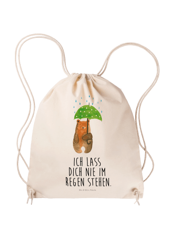 Baumwolltasche Bär Regenschirm mit Spruch in Creme