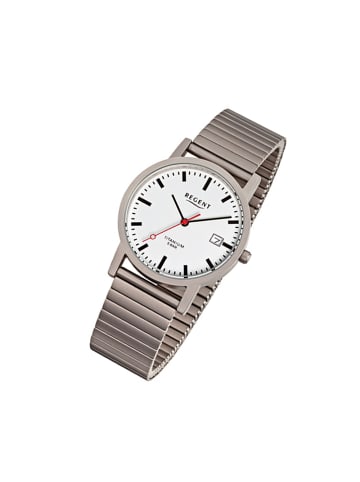 Analog-Armbanduhr Regent Titan-Uhren silber, grau mittel (ca. 34mm)