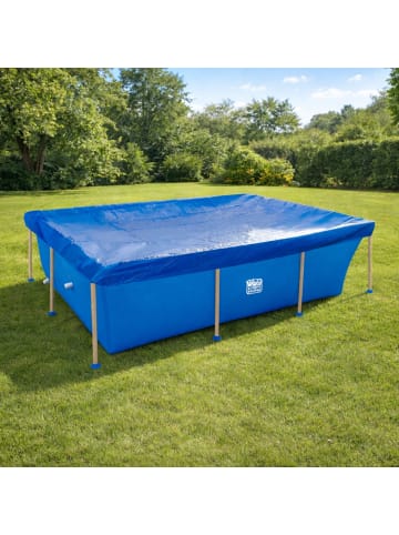 Poolabdeckung für Stahlrahmenpool 263x185x20cm in blau