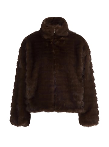 Plüschjacke mit Reißverschluss in Mocca Brown