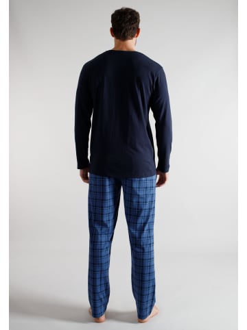 Pyjama Denver in blau-mittel-Karo