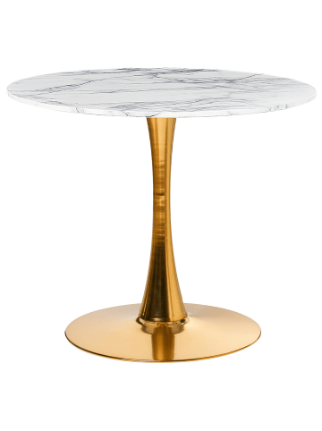 Esszimmertisch BOCA in Weiß/Gold - (W) 90 x (H) 74 x (L) 90 cm