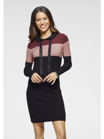 Strickkleid in schwarz-bordeaux-gestreift