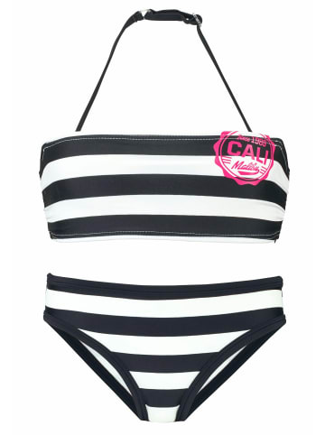 Bandeau-Bikini in schwarz-weiß