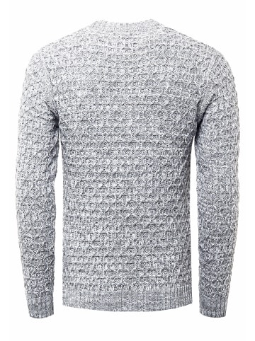 Schwerer Kontrast Grobstrick Rundhals-Pullover in Grau