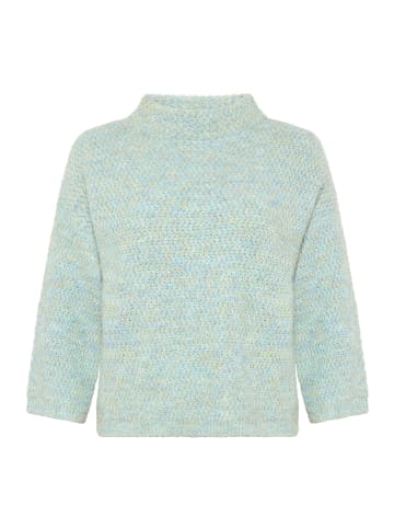 Strickpullover mit Stehkragen in Light Blue/Cream