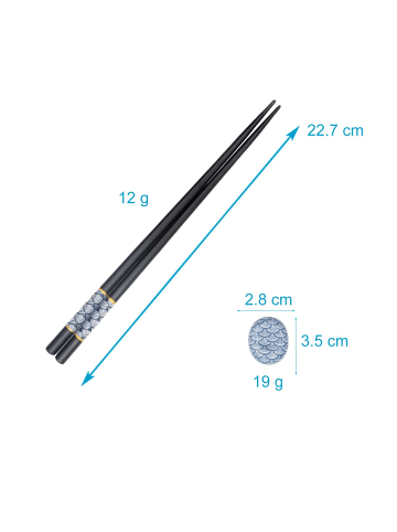 Essstäbchen Set Sushi Essstäbchen in Schwarz - Blau