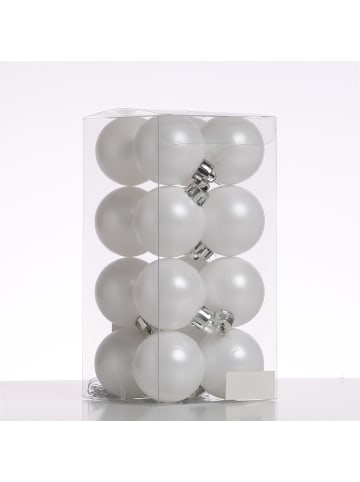 16er Set Christbaumkugeln Weihnachtskugeln bruchfest D: 4cm in weiß