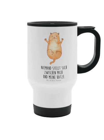 Thermosbecher Katze Umarmen mit Spruch in Weiß