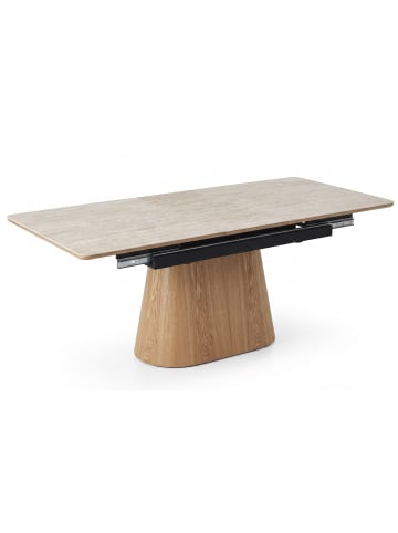 Esstisch Monaco beige Travertin / Eiche Natur 160-220 / 90 / 75cm