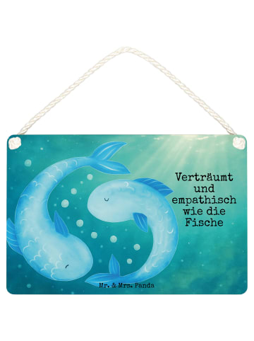 Schild Sternzeichen Fische Design mit Spruch in Weiß