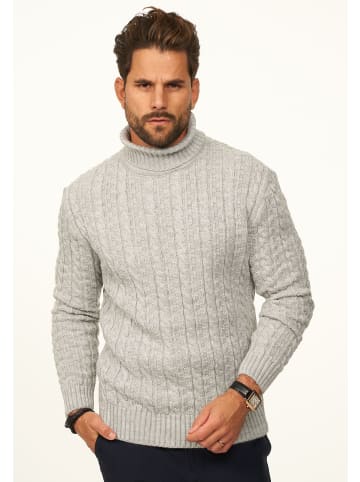 Strickpullover - als Grobstrick Pulli mit Zopfmuster für Herren in Grey