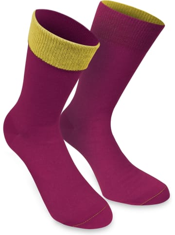 1 Paar Socken Bi-Color in Magenta/Gelb