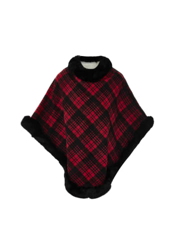 Women Poncho in Rot Schwarz