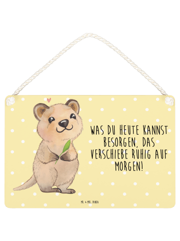 Schild Quokka Happy mit Spruch in Gelb Pastell