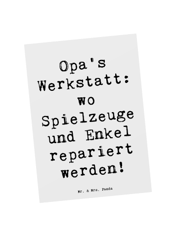 Postkarte Großeltern Werkstatt mit Spruch in Weiß