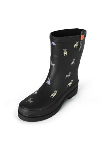 Gummistiefel Waldi Mops Halbschaft in schwarz