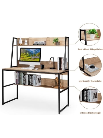 Schreibtisch mit Ablage 120 x 57 cm in Hellbraun