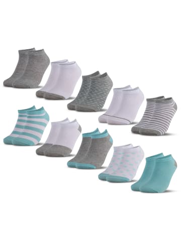 10er Pack Sneaker Socken Mikl in Türkis-Grau