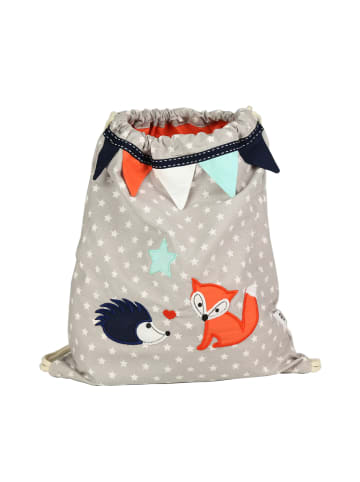 Turnbeutel "FUCHS & IGEL" in Grau/Orange - (L) 35 x (B) 30cm