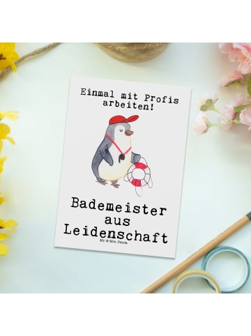 Postkarte Bademeister Leidenschaft mit Spruch in Weiß