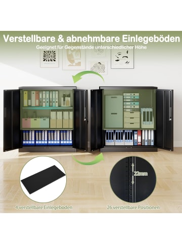 Aktenschrank abschließbar Stahl 80 x 40 x 91 cm in Schwarz