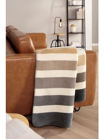 Wohndecke Horizon Natur in braun beige creme camel