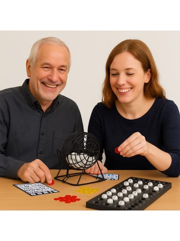 Bingo Spiel mit Metalltrommel in Schwarz