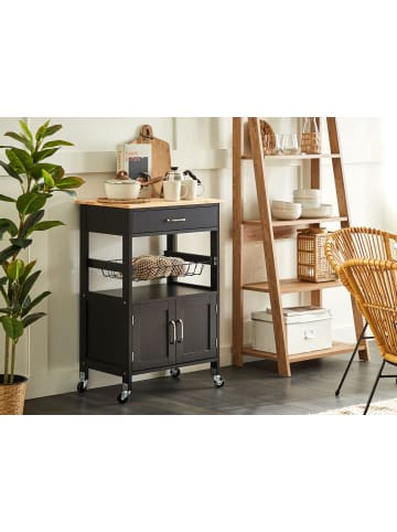 Servierwagen LUGO in Schwarz/Braun - (W) 58 x (H) 90 x (L) 40 cm