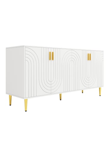 Sideboard mit Wellendesign (152 x 40 x 75 cm), Weiß
