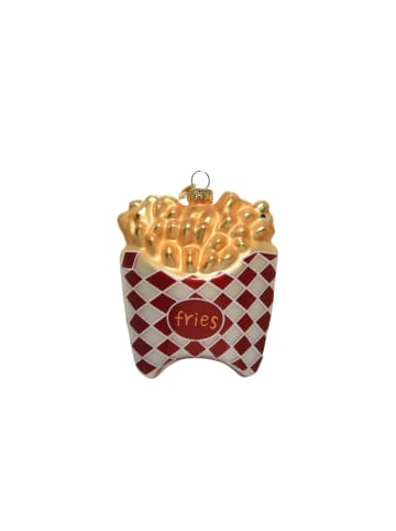 Baumschmuck POMMES Frites Fritten Glas Ahnänger in gold, rot