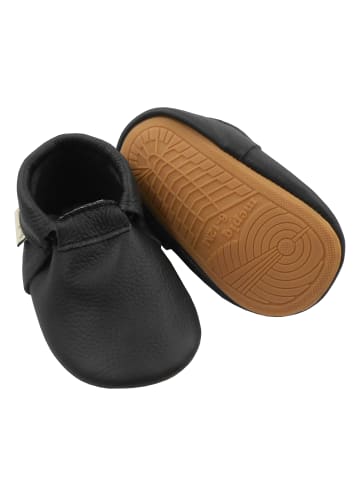 Baby Leder-Krabbelschuhe in Schwarz
