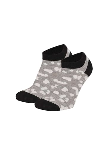 Mädchen Sneaker-Socken 5er Pack mit Tiergesichtern Motivsocken in Grau