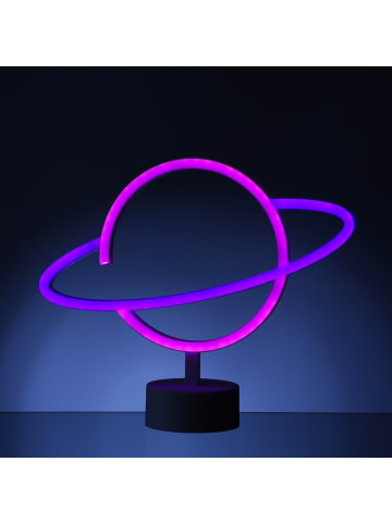 LED Neonlicht Dekofigur Planet Saturn H: 24cm in blau, pink