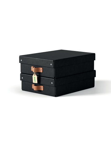 Archivbox Puro Mittel Flach mit Deckel schwarz 2 Stück