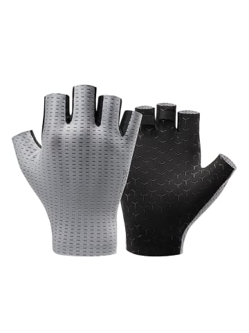 Rockbros Atmungsaktive Kurzfinger-Fahrradhandschuhe Grün S in Grau