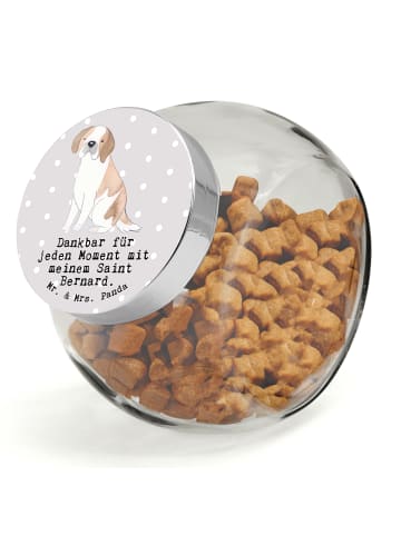 Leckerli Glas Saint Bernard Moment mit Spruch in Grau Pastell