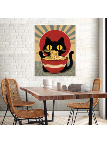 Leinwandbild Katze in Rot