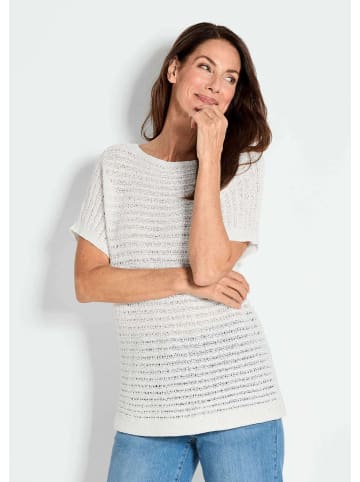 Kurzarm-Pullover mit Rippen in cremeweiß