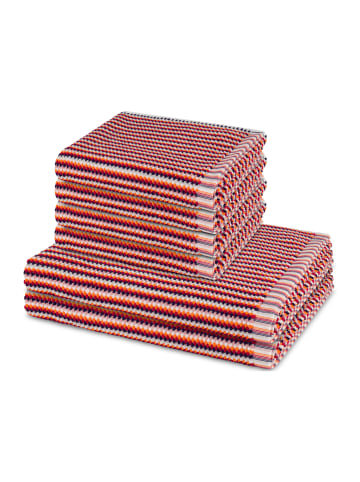 4 X Handtuch 2 X Duschtuch im Set Bliss in Rot / orange