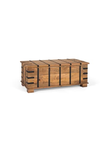 Koffertisch aus massivem Mangoholz mit natürlichem Finish in Brown