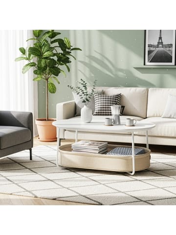 Couchtisch oval Lilea in Weiß-Braun - (B)100 x (H)45.7 x (T)45 cm