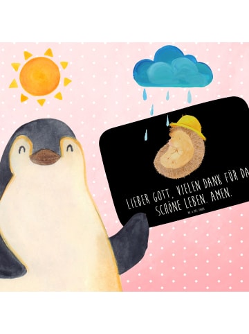 Badezimmerteppich Igel Beten mit Spruch in Schwarz