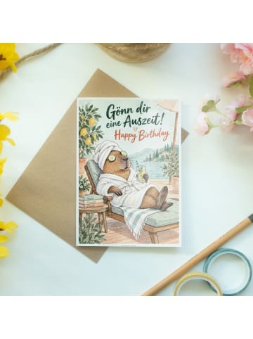 Geburtstagskarte Capybara Entspannt Design mit ... in Weiß